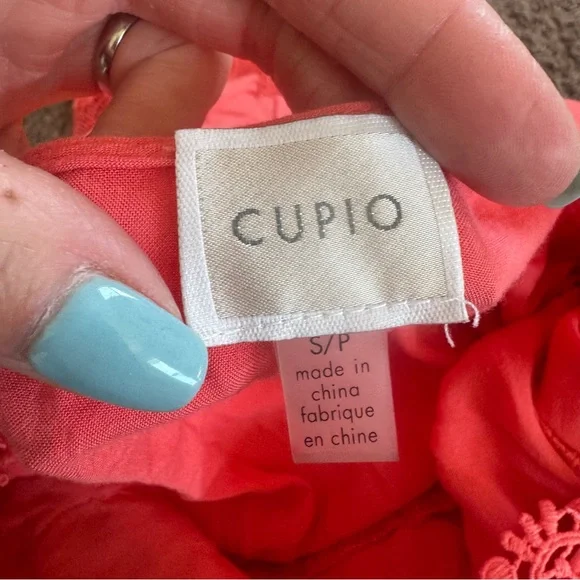 Cupio Red Salmon Crochet Tunic Blouse Lace Bell Sleeve Boho S - Picture 5 of 9